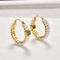Women's Retro Style Hoop Earrings Imitation Pearl Letter Loops and Buckles Unique Earrings Fashion Charm Ear Accessories New