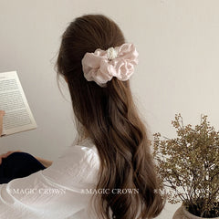 Female Imitation Pearl Solid Color Ponytail Holder Large Scrunchies Elegant Thick Thin Hair Ties in Stock Accessories for Women