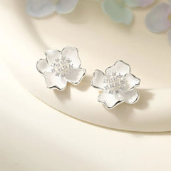 Simple Minimalistic Flower Rhinestone Glitter Stud Earrings for Girls Elegant Floral Jewelry for Women Ladies Accessories Chic