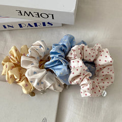 Fashion Cute Sweet Polka Dot Heart Shaped Scrunchies for Baby Girls Elegant Simple Hair Ties for Kids Children Hair Accessories