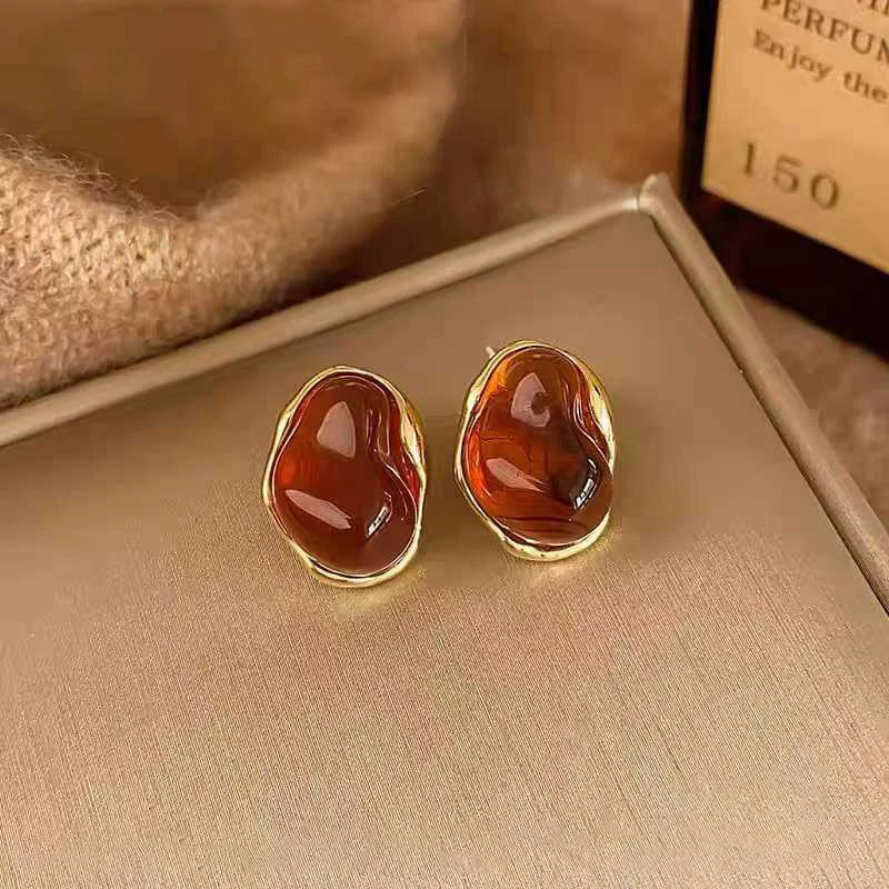 Ladies Circle Hot Sale Amber Mini Small Hoop Earring Fashion Elegant Vintage Luxurious High Quality Bulk Jewelry Accessories