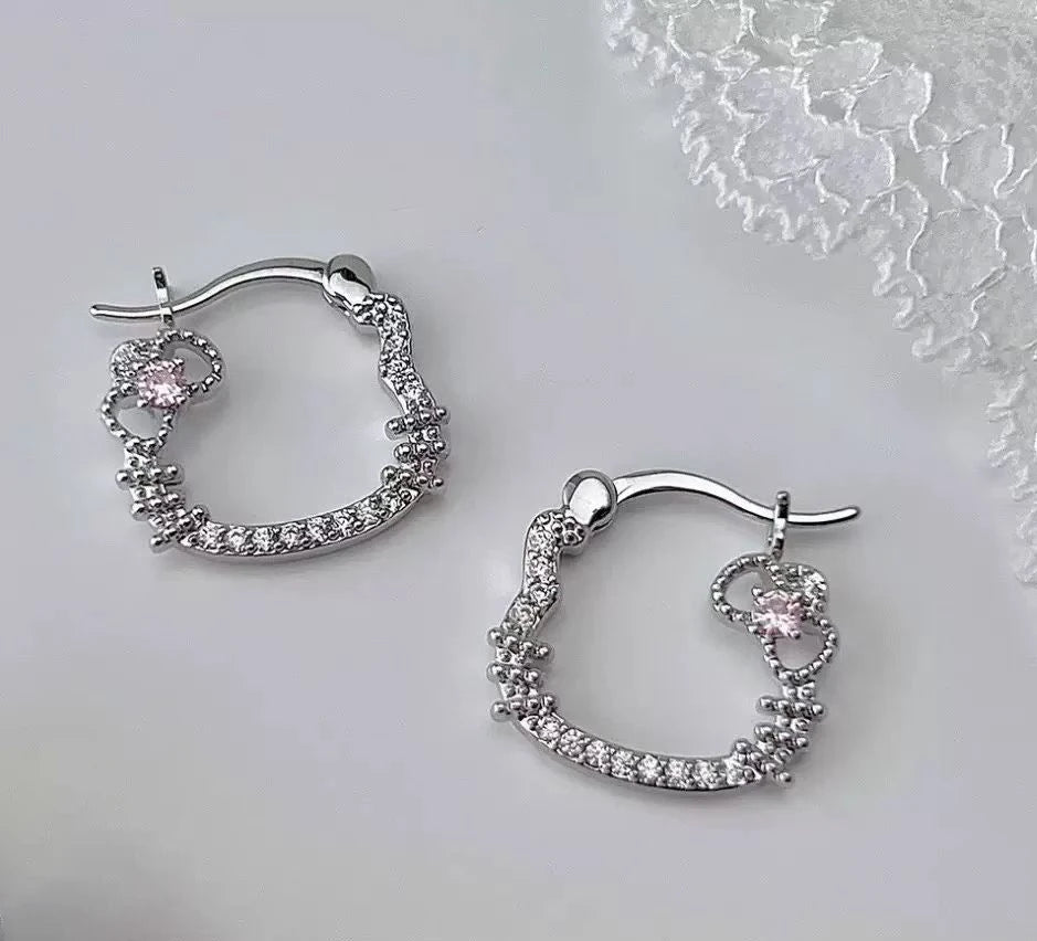 Fashion Simple Kitty Cat Cute Animals Hoop Earrings for Girls Sweet Elegant Jewelry for Women Lady Accessories Chinese Supplier