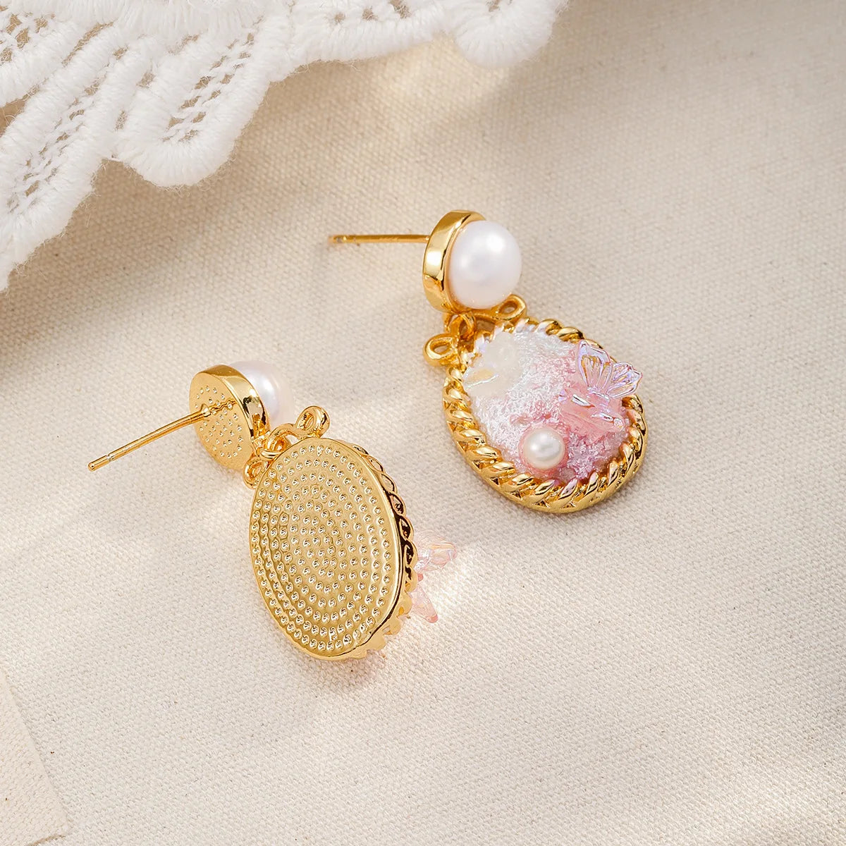 Female New Design Pink Green Blue Freshwater Pearl S925 Silver 18k Gold-plated Earring Low MOQ in Stock Elegant Glitter Jewelry