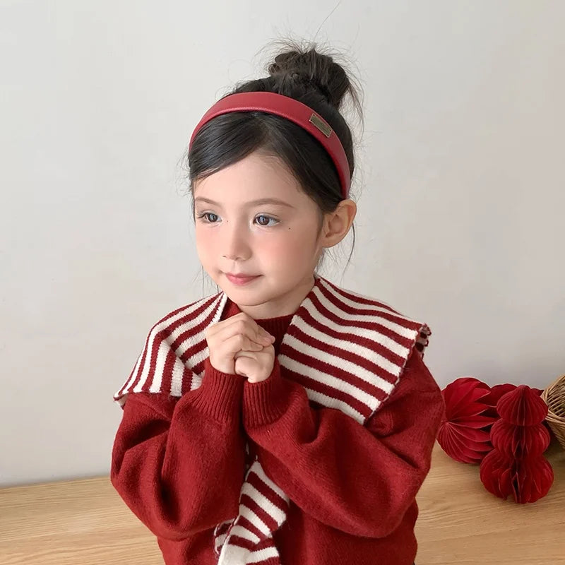 Fashion Simple Red Solid Color Hair Band for Baby Girls Trendy Chic Minimalistic Head Band for Kids Child Hair Accessories