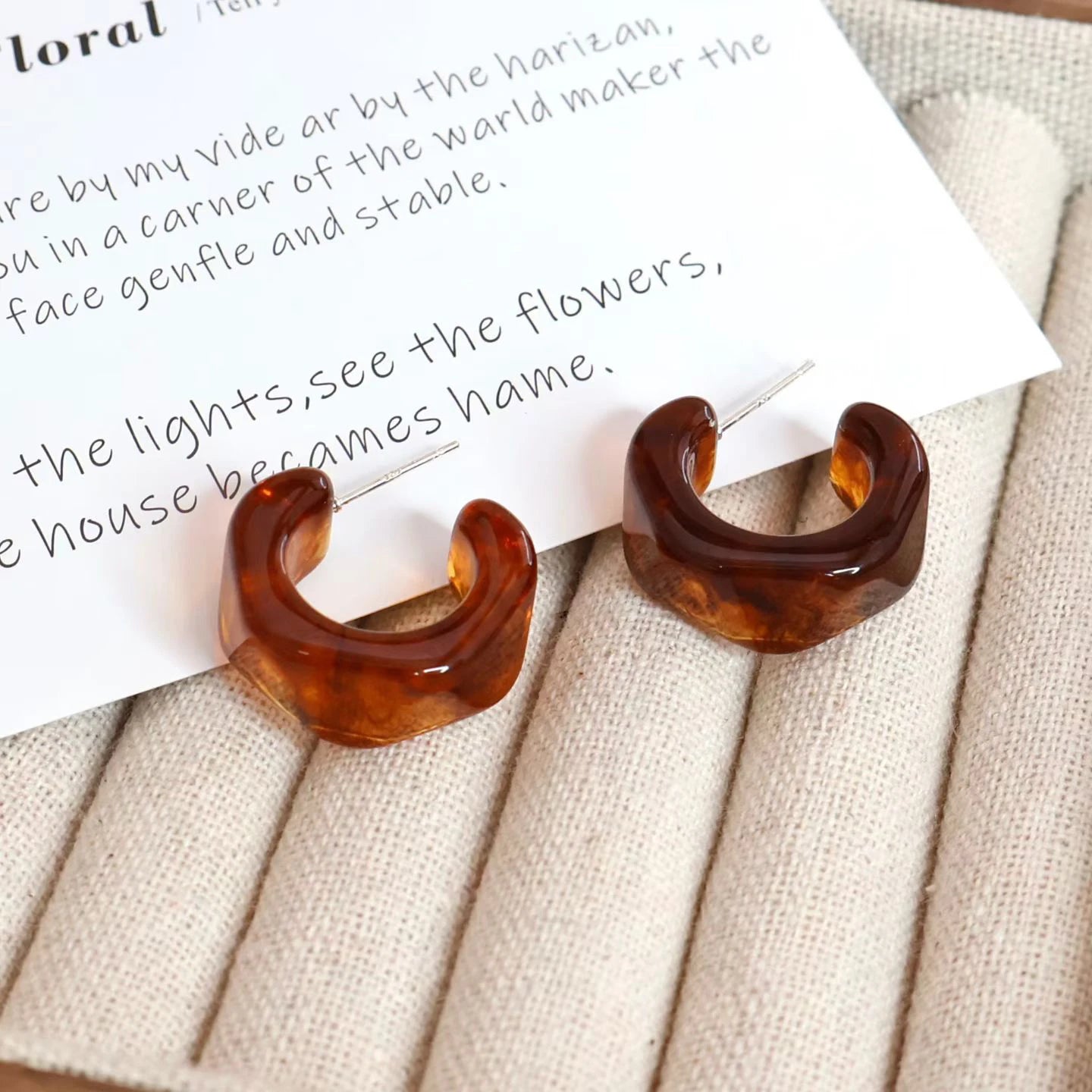 Women Hot Sale Amber Small Hoop Earring Fashion Luxurious Glamorous Lightweight Bulk Jewelry Accessories for Casual Holiday Use