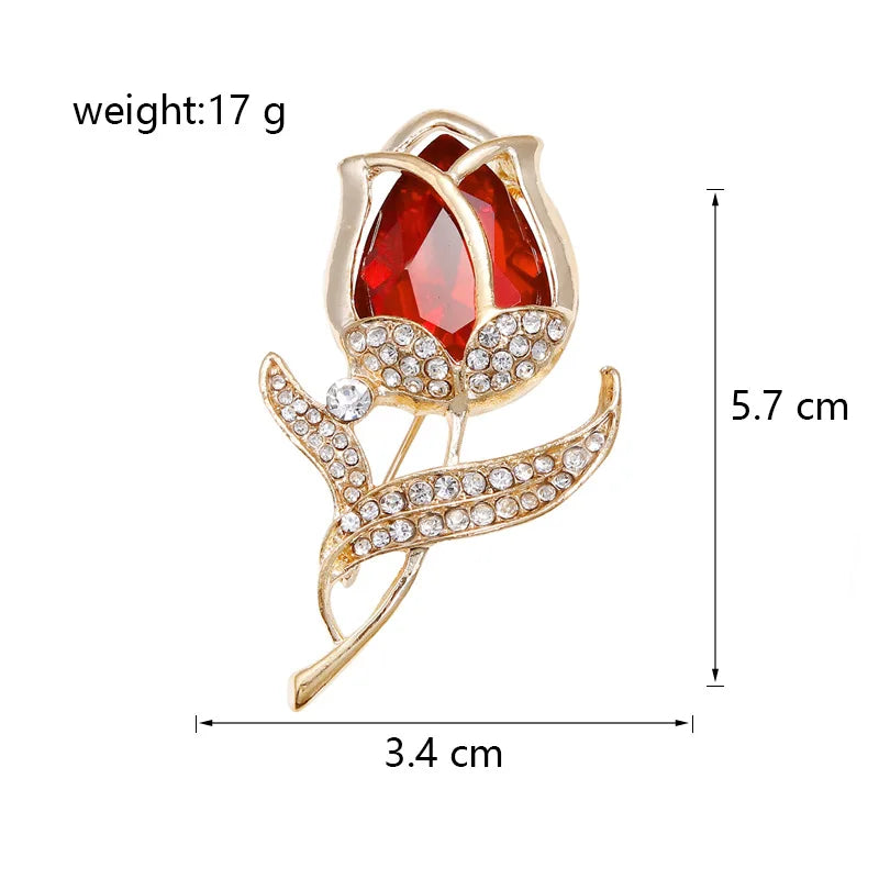 Fashion Sweet Flowers Roses Elegant Brooches for Girls Glamorous Trendy Pins Jewelry for Women Ladies Accessories Wholesale
