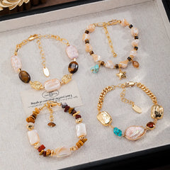 Fashion Turquoise Baroque Pearl Natural Stone Freshwater Pearl Bracelets for Girls Vintage Jewelry for Women Ladies Wholesale