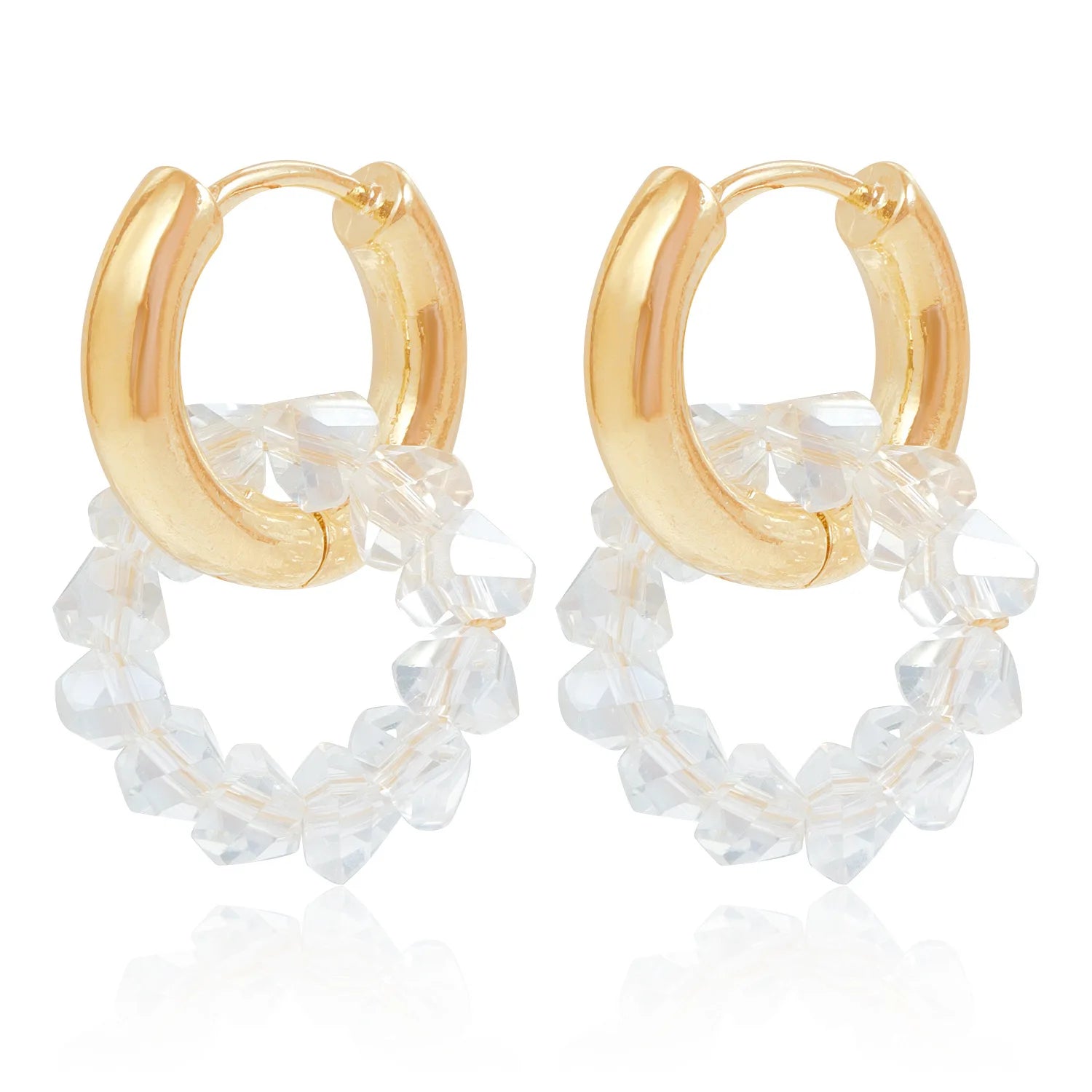 Fashion Rhinestone Hoop Earrings for Girls Sweet Elegant Insta Style Glamorous Dainty Jewelry for Women Ladies Accessories