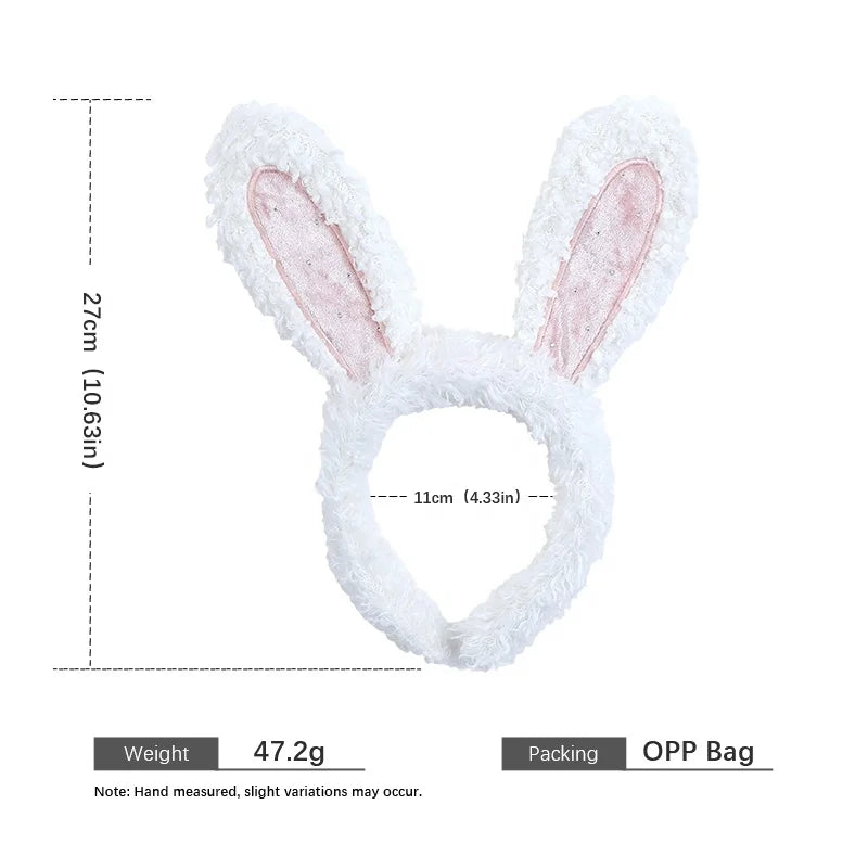 Women Pink White Rabbit Ear Large Hairbands Sweet Fashion Chic Fluffy Wholesale in Stock Headbands Accessories for Female Daily