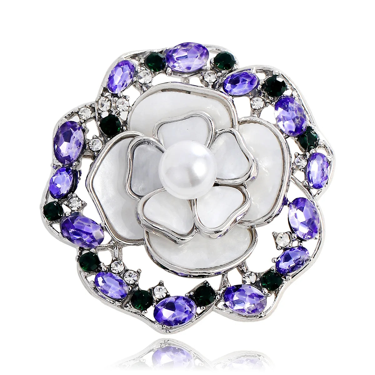 Fashion Camellia Flowers Floral Vintage Glitter Brooches for Girls Sweet Elegant Jewelry Pins for Women Ladies Accessories