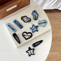 Simple Solid Color Star Heart Shaped Hair Clips for Girls Fashion Elegant Trendy Snap Clips for Women Ladies Hair Accessories