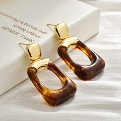 Female Fashionable Resin Earrings Maurad Retro Irregular Geometric Earring Stud Unique Luxury High-End Ear Jewelry Ear Accessory