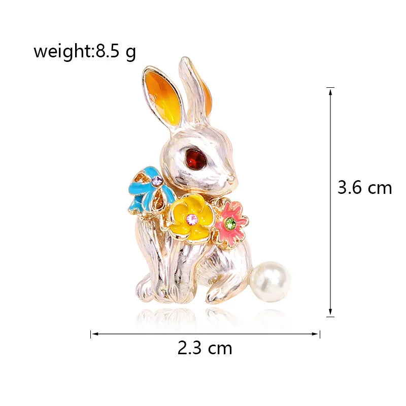 Fashion Sweet Rabbit Elegant Animals Cute Brooches for Girls Stylish Glamorous Pins Jewelry for Women Ladies Accessories Chic