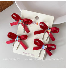 Girly Aesthetic Bowknot Solid Color Alligator Clips Fashion Elegant Princess Style in Stock Hairpins Accessories for Children