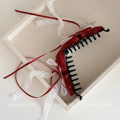 Fashion Ribbon Bowknot New Year Hair Clips for Girls Sweet Elegant Cute Banana Clips for Women Ladies Hair Accessories in Stock
