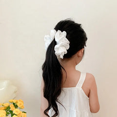 Girl White Solid Color Large Ponytail Holder Hair Claw Clips Fashion Elegant Wholesale in Stock Hairpin Accessories for Children