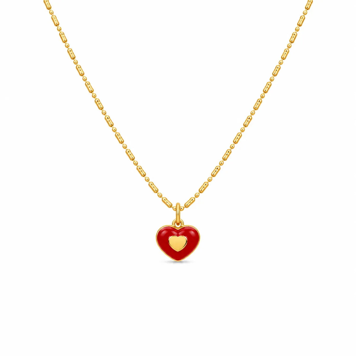 Ladies Red Heart 18k Gold-plated Chain Solid Pendant Necklace Elegant Fashion Simple Factory Price in Stock Jewelry for Women