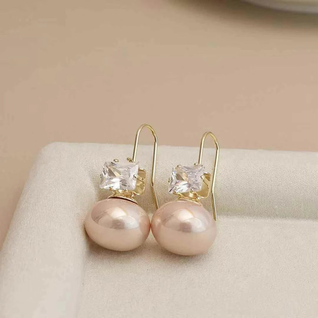Ladies Rhinestone Imitation Pearl Small Drop Earring Fashion Elegant Charms Glamorous Wholesale Jewelry Accessories for Causal