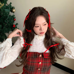 Red Solid Color New Year Ribbon Bowknot Hair Clips for Girls Cute Sweet Stylish Haarspange for Women Ladies Kids Festival