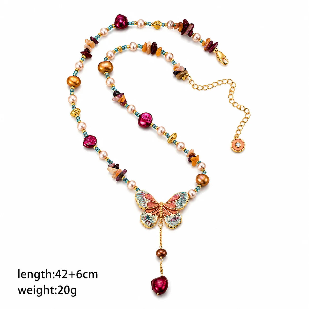Female Freshwater Pearl 18k Gold-plated Stone Butterfly Necklace Charms Dainty Glamorous Factory Price in Stock  Party Jewelry