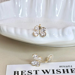 Women Hot Sale New Design Flower Shape Small Clip-on Earring Fashion Charms Luxurious Dainty Bulk Jewelry Accessories for Daily