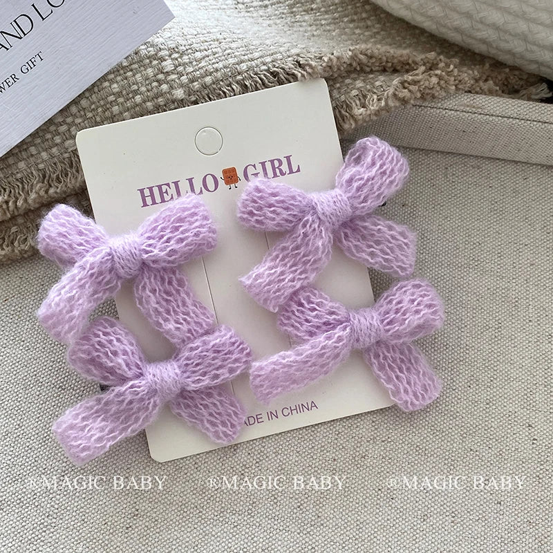 Solid Color Classic Bowknot Hair Clips for Baby Girls Cute Kawaii Fashion Alligators for Kids Children Hair Accesaories in Stock
