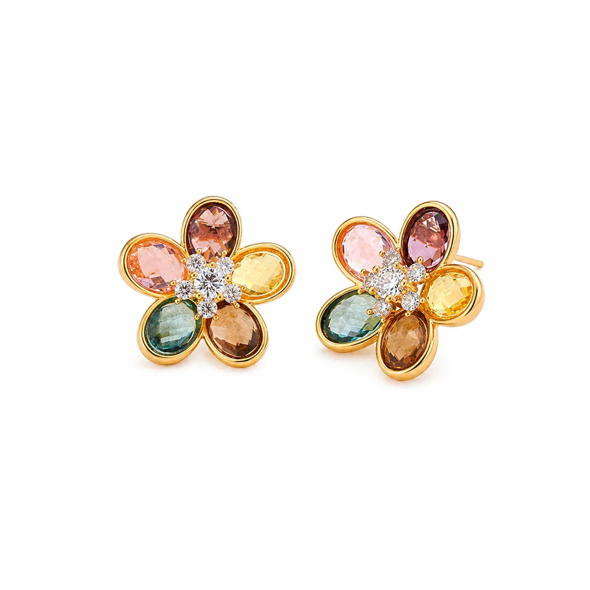 Female Colorful Cut Glass Rhinestone White Zircon S925 Silver Star Shape Stud Earring Fashion Vintage in Stock Daily Jewelry