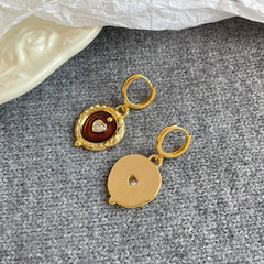 Female Red Brown Irregular Shape Zircon 18k Gold-plated Earring Elegant Fashion Vintage Low MOQ in Stock Jewelry for Women Daily
