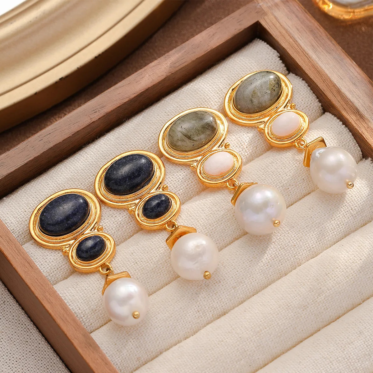 Women Black Gray Natural 18k Gold-plated S925 Silver Earring Fashion Elegant Charms Low MOQ Factory Price in Stock Jewelry