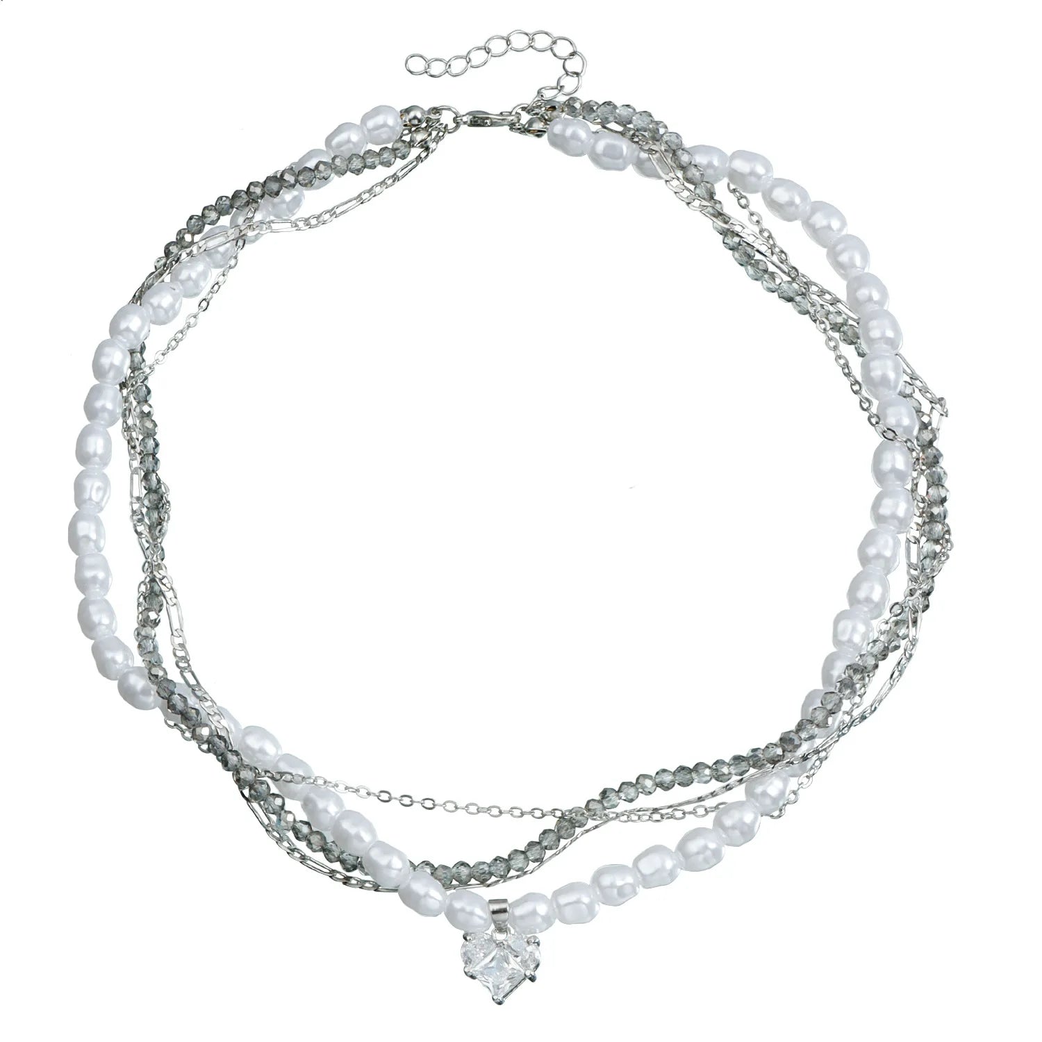 Fashion Sweet Heart Beads Imitation Pearl Necklaces for Girls Spicy Elegant Layered Wearing Jewellry for Women Ladies Accessory