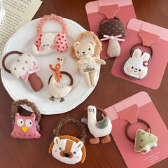 2025 Kids' Cartoon Animal Hair Ties Cute Wholesale Stock Scrunchies Accessories for Children's Daily Wear Hot Sale Fashion