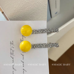 Luxurious Yellow Glitter Hair Clips for Baby Girls Alligators Kids Child Hair Accessories Alloy Rhinestone Cute Sweet Parties