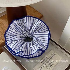 Summer Hot Sale Minimalistic Stripe Nautical Style Scrunchies Fashionable Hair Ties for Girls and Women Sweet Hair Accessories