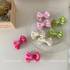 Girly Aesthetic Small Bowknot Solid Color Alligator Sweet Fashion Cute Wholesale in Stock Hairpins Accessories for Kids Children