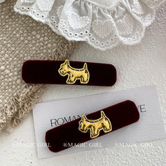 Gold Logo Dog Hair Clip French Style Sophisticated BB Barrettes for Bangs Exquisite Side Hair Accessory for Women Girls Hairpins