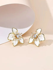 Women Flower Shape Imitation Pearl Bow Small Stud Earring Fashion Elegant Simple High Quality Bulk Jewelry Accessories for Daily