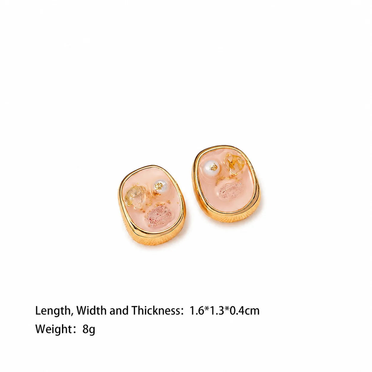 Female Freshwater Pearl 18k Gold-plated Hand-Painted Drip Glaze Square Shape Stud Earring Elegant Trendy in Stock Daily Jewelry
