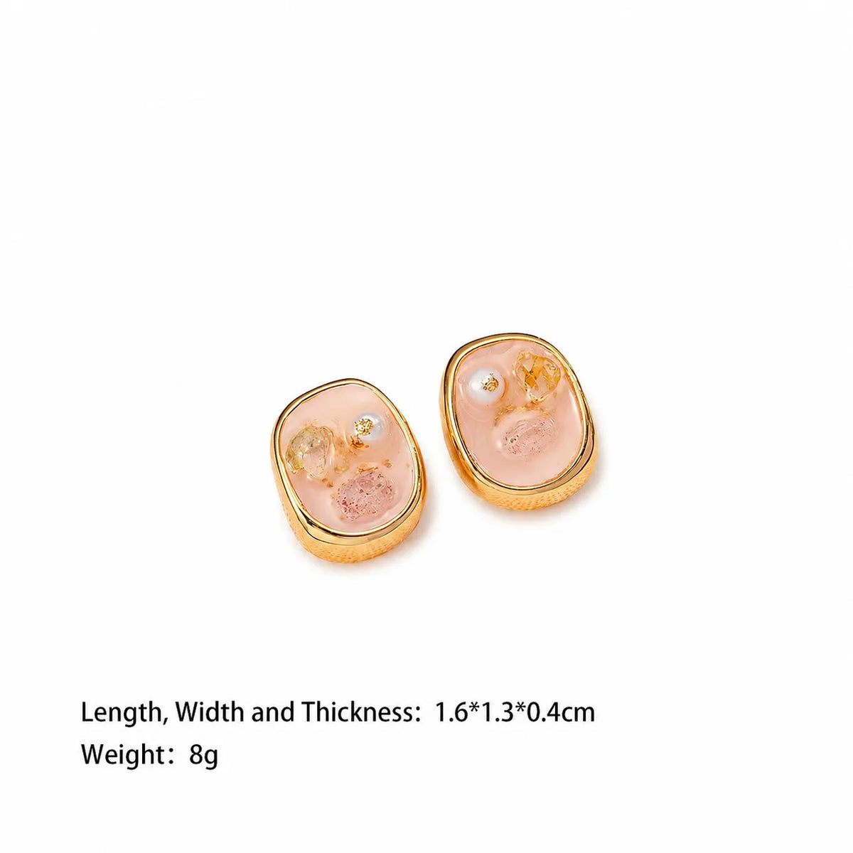 Female Freshwater Pearl 18k Gold-plated Hand-Painted Drip Glaze Square Shape Stud Earring Elegant Trendy in Stock Daily Jewelry