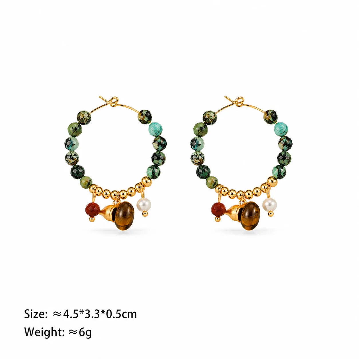 Tiger Eye Stone Freshwater Pearl Red Agate African Turquoise Hoop Earrings for Girls Boho Jewelry for Women Ladies Wholesale