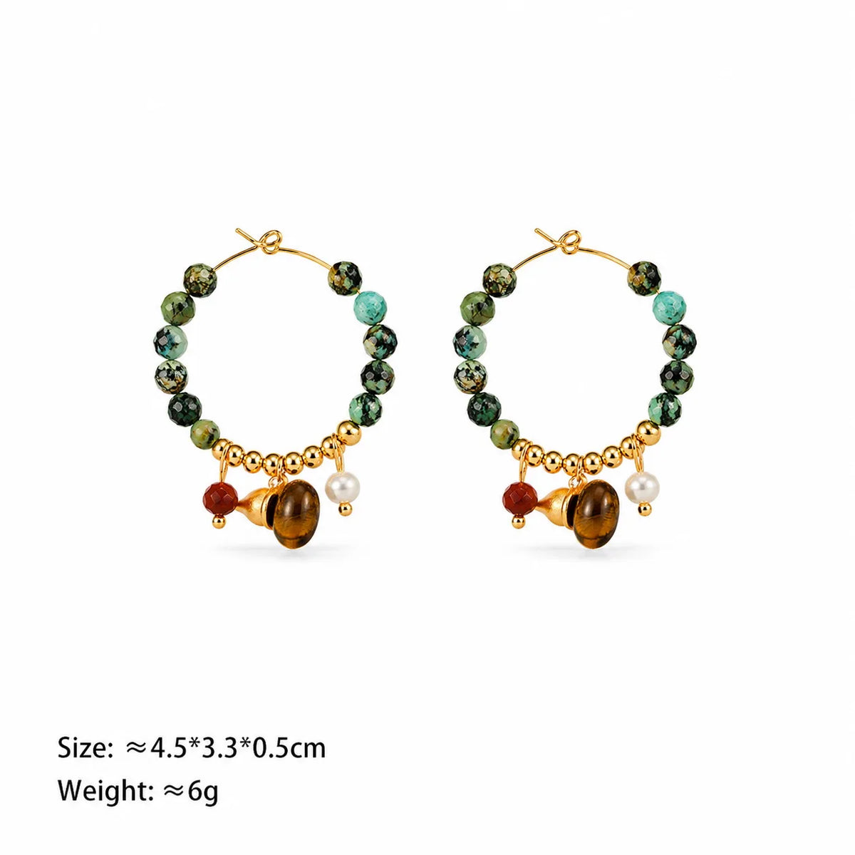 Tiger Eye Stone Freshwater Pearl Red Agate African Turquoise Hoop Earrings for Girls Boho Jewelry for Women Ladies Wholesale