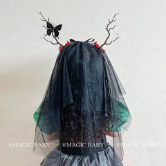 Halloween Headband for Kids Deadwood Butterfly Spooky Nature Hairband Children Costume Party Hair Accessories Trick or Treat