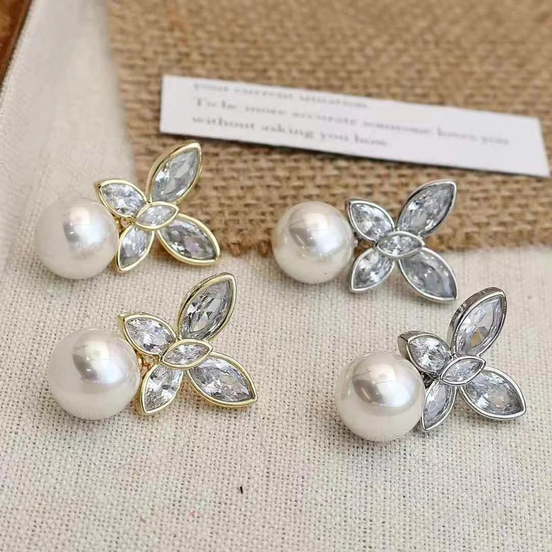 Girls Bow Imitation Pearl Rhinestone Small Drop Earring Elegant Graceful Affordable Lightweight Bulk Jewelry Accessory for Daily