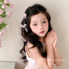 Sweet Cute Bowknot Imitation Pearl Hair Clips for Baby Girls Princess Style Alligators for Kids Children Hair Accessories