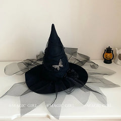 Women Halloween Party Black Tulle Large Hair Clips Hat Fashion Beauty Elegant Customized Bulk Order in Stock Hairpins Accessory