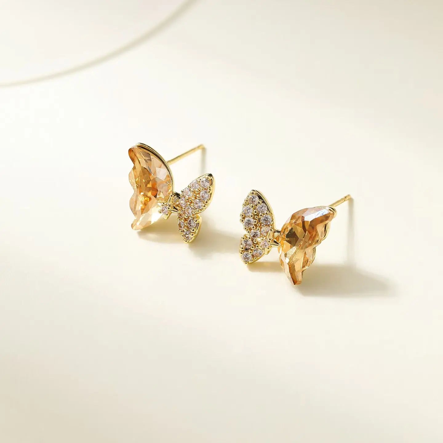 Girl Bow Butterfly Crystal Rhinestone Small Stud Earring Fashion Chic Simple Lightweight Customized Bulk Order Jewelry Accessory