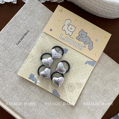 Kids Minimalistic Star Heart Circle Decorative Black Elastic Hair Ties Fashion Cute in Stock Scrunchies Accessories for Daily