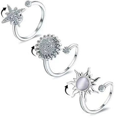 Women's Zircon Flower Rotating Rings Adjustable Stress-relieving Fashionable Ring Men's Unisex Hot Sale Accessories Wholesale