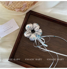 Fashion Flower Ribbon Scrunchies for Baby Girls Cute Sweet Kawaii Hair Ties for Kids Children Hair Accessories in Stock Stylish