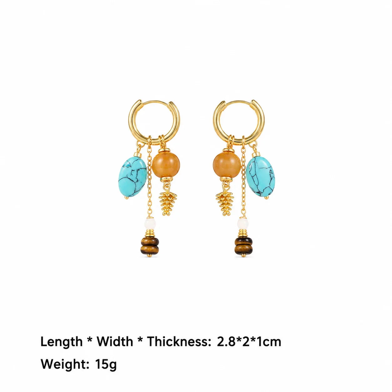 Women Blue Brown Natural Stone 18k Gold-plated Drop Earring Fashion Elegant Factory Price Low MOQ in Stock Jewelry for Female