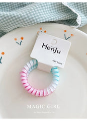 Brand New Candy Color Telephone Wire Hair Ties Simple High Elastic Scrunchies for Women Ladies Fashionable Sweet Accessories